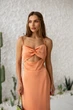 Жіноча шовкова сукня з драпіруванням на бретельках Larionoff 44 Помаранчевий (lar3820000003) - зображення 6