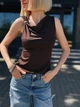 Ассиметричный женский топ Fashion 54/56 шоколадный - изображение 3