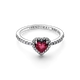 Кольцо Pandora "Красное сердце" 16р. (Silver-Red) - изображение 2