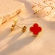 Сережки гладкі в стилі Van Cleef (Gold-Red) - зображення 1