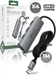 USB HUB (ЮСБ ХАБ) розгалужувач концентратор USB-A to 4xUSB 3.0 порти з кабелем 1м в нейлоновому тканинному обплетені AceFast 4-in-1, 5Gbps - зображення 1