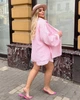 Костюм жіночий лляний двойка із сорочкою та шортами вільного крою літній великих розмірів G&M k-130780 48-50 Розмір рожевий - зображення 3