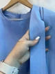 Женское хлопковое платье миди с объемными рукавами и поясом GARNI MKGRDR-6 - 40, Синій - изображение 3