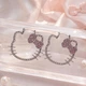 Серьги Hello Kitty со стразами серебристые 4×3,5 см, бижутерный сплав - изображение 3