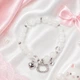 Браслет Hello Kitty сріблястий з намистинами 8 мм на резинці - зображення 7