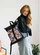 Жіночий міський рюкзак RollTop Sambag One Flowers для ноутбука до 16–17 дюймів з екошкіри, чорний з квітковим принтом 60566 - зображення 8