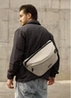 Мужская сумка-бананка под ноутбук Sambag Urban Laptop черная серая текстильная сумка-кроссбоди для ноутбуков до 14″ 51937 - изображение 2