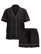 Коротка сатинова піжама Victoria's Secret Signature Satin Short Pajama Set M чорна + Подарунковий пакет 26935314 - изображение 3