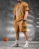 Мужской летний костюм Stone Island шорты+футболка 2XL бежевый (96235) - изображение 1