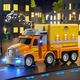 Игровой набор строительной техники TEMI Truck Station: Грузовик-транспортер, 8 машинок и большая трасса-станция - Б/У - изображение 2
