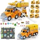 Игровой набор строительной техники TEMI Truck Station: Грузовик-транспортер, 8 машинок и большая трасса-станция - Б/У - изображение 5