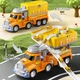 Игровой набор строительной техники TEMI Truck Station: Грузовик-транспортер, 8 машинок и большая трасса-станция - Б/У - изображение 6