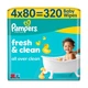 Детские влажные салфетки Pampers Fresh Clean Baby Wipes 4 х 80 шт (320 шт) (8001841078052) - изображение 1