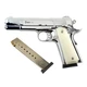 Стартовый пистолет Kuzey 911 SX shiny chrome, белые ручки, с доп. магазином (Colt 1911)+Патроны - изображение 2