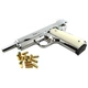 Стартовый пистолет Kuzey 911 SX shiny chrome, белые ручки, с доп. магазином (Colt 1911)+Патроны - изображение 3