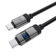 Кабель Acefast C15-03 Type-C - Type-C PD 60W (3A) 1.2м нейлоновий для ноутбука та швидкого заряджання з дисплеєм Black - зображення 1