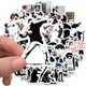 Набор виниловых наклеек Бенкси Стрит-Арт / Banksy Street Art — 50 шт Черно-белые стикеры граффити для ноутбука, авто и творчества - изображение 2