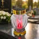 Лампадка на сонячній батареї серце з прозорого скла | золота основа | LED червоне світло 18 см - зображення 1