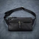 Сумка на пояс бананка мужская из натуральная кожи Vintage leather-14735 Черная - изображение 10