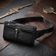 Сумка на пояс бананка мужская из натуральная кожи Vintage leather-14735 Черная - изображение 11