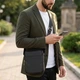 Удобная вертикальная сумка для мужчин из натуральной кожи Vintage bg228fash62 Черный - изображение 2