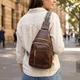 Зручна слінг сумка для жінок з екошкіри Vintage коричневого кольору в міському стилі (bg227fash47) - зображення 2