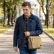 Текстильна сумка для ноутбука 13 дюймів Vintage через плече хакі з ручками (bg201fash88) - зображення 2