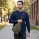 Чоловічі текстильні сумки через плече Vintage оливкового кольору вертикального формату (bg221fash97) - зображення 2
