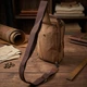 Вертикальная мужская сумка Vintage из плотного текстиля коричневого цвета для городской повседневности (bg221fash91) - изображение 4