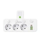 Сетевой разветвитель с ночником, 3 розетки, USB и Type-C, белый - изображение 2