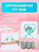 Ручной роликовый массажер гибкая дуга для шеи и тела с 6 массажными шариками (3+3), голубой - изображение 5