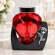 Лампадка на сонячній батареї скляне 3D серце з розою | червона | LED 21 см - зображення 3