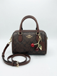Жіноча коричнева сумка Coach Micro Bennett Satchel in Signature Canvas з брелоком «Вишеньки». сумка коач з фірмовим візерунком C - изображение 1