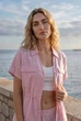 Льняна сорочка з куліскою L-XL. Рожевий - зображення 2