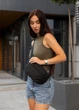 Женская сумка бананка на пояс Токио max 38*17*6 см тканевая черная - изображение 2