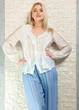 Блуза з ліоцелу декорована воланами біла New Collection 17-322 - S-L - білий - зображення 3