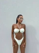 Белый купальник бандо с элегантной золотой фурнитурой M - изображение 4