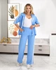 Літній повсякденний костюм жіночий прямого вільного крою однотонний з лампасами креп жатка 46-48 блакитний - зображення 7
