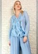 Блуза з ліоцелу декорована воланами блакитна New Collection 17-323 - S-L - блакитний - изображение 3