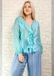 Блуза з ліоцелу декорована воланами бірюзова New Collection 17-321 - S-L - бірюзовий - изображение 1