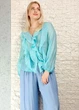 Блуза з ліоцелу декорована воланами бірюзова New Collection 17-321 - S-L - бірюзовий - изображение 3