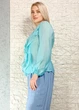 Блуза з ліоцелу декорована воланами бірюзова New Collection 17-321 - S-L - бірюзовий - изображение 4