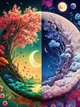 Алмазна мозаїка Природа зима-літо 35*45 см круглі камені (розмір полотна 40*50 см) (6110) - изображение 1