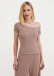 Жіноча футболка з бавовняного трикотажу в рубчик Giulia RIB 4811/010 M Beige-light beige - изображение 1