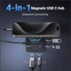 Хаб UGREEN Revodok 35590 4-в-1 USB-C Hub Магнітний HDMI 4K@60Hz 100W PD USB-A 10Gbps USB-C 5Gbps Портативний Уцінка - зображення 2