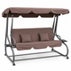 Садовая качель-кровать трехместная MH-6070 раскладная 200х120х164 см Темно-коричневый с серым - изображение 1