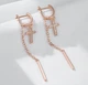Серьги висюльки крестики из медицинского золота с камушками - изображение 2