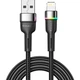 Дата кабель USB 2.0 AM to Lightning 2.0m 2.4A LED black Essager (EXCL-XCDA01) - зображення 1
