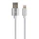 Дата кабель USB 2.0 AM to Lightning 1m nylon silver Vinga (VCPDCLNB1S) - зображення 2