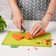 Набор кухонных дощечек с ножами в комплекте 4 шт для нарезки мяса рыбы овощей фруктов на подставке органайзер двусторонние нескользящие пищевые антибактериальные доски шинкование различных продуктов аксессуары для кухни комплект кухонных пластиковых досок - изображение 8
